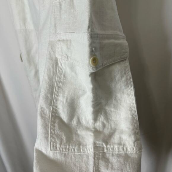 Lauren‎ Ralph Lauren White Linen Cargo Jogger Pants NWT Sz 12 Preppy Coastal - Picture 5 of 13